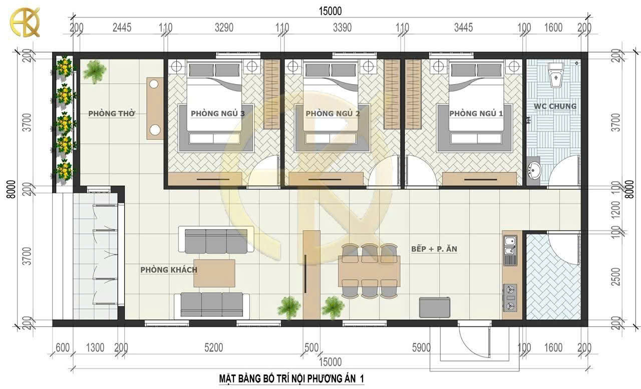 thi công hoàn thiện nhà cấp bốn 120m2